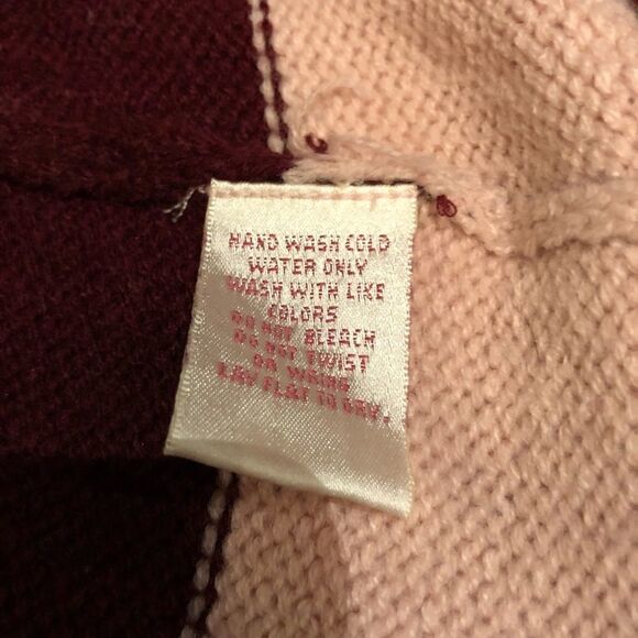 Derek Heart Hooded Sweater V neck Pink/Dark Red Medium - Picture 6 of 6